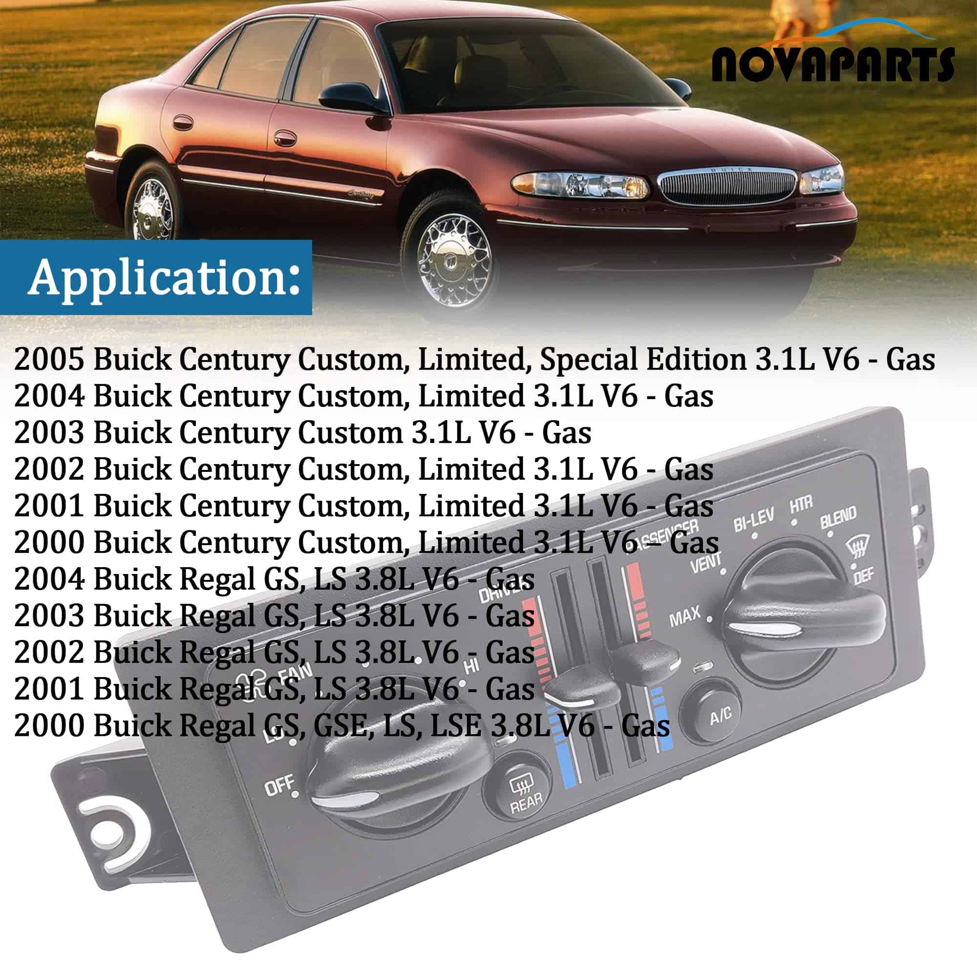 Switch de Control de Clima Dual 599199 para Buick Century - Imagen 3