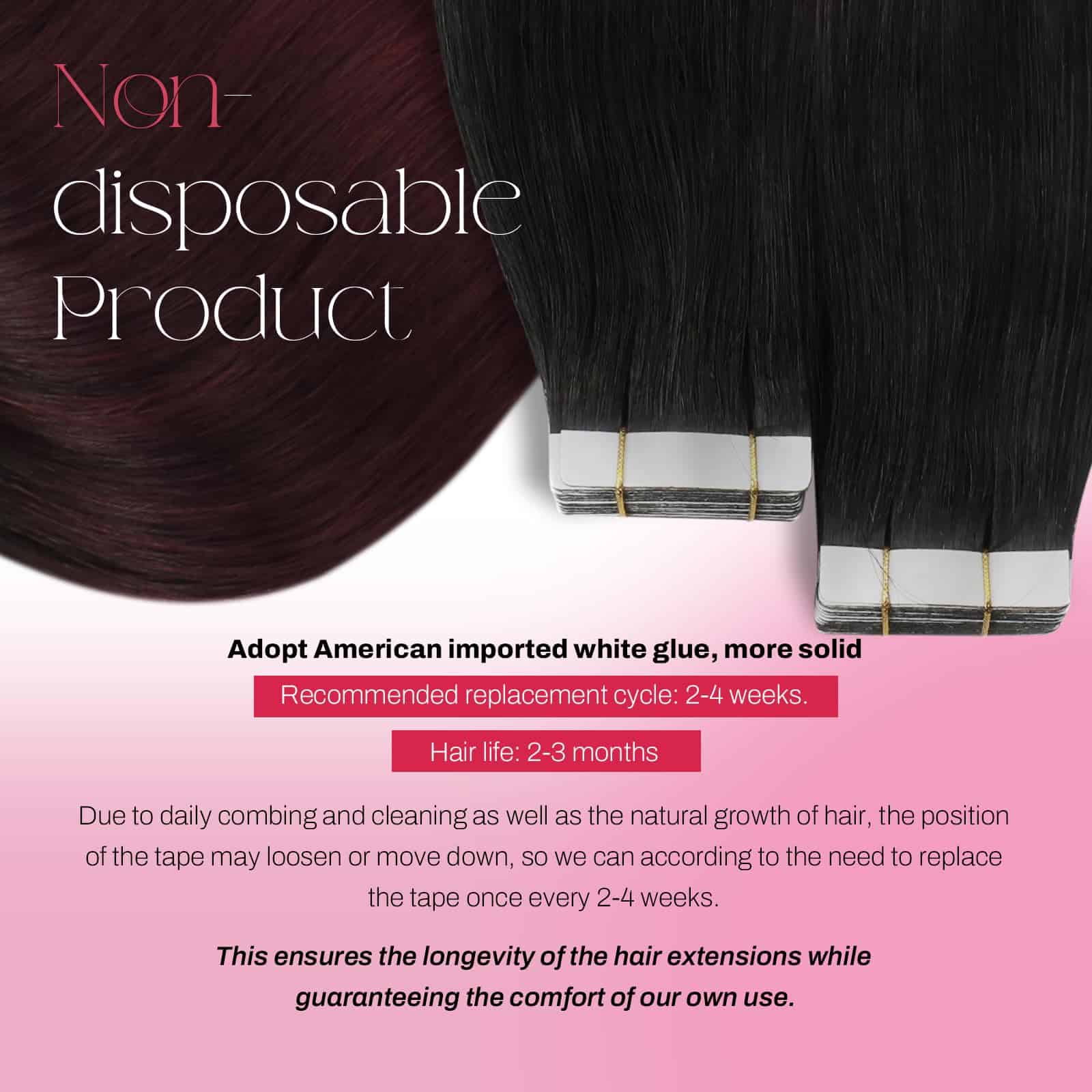 Extensiones de Cabello en Cinta Moresoo Color Vino Tinto - Imagen 4