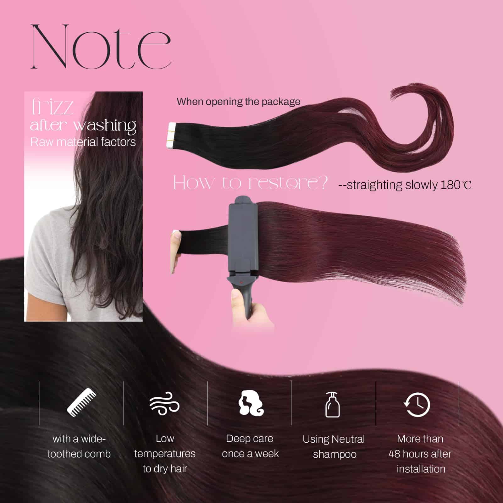 Extensiones de Cabello en Cinta Moresoo Color Vino Tinto - Imagen 6