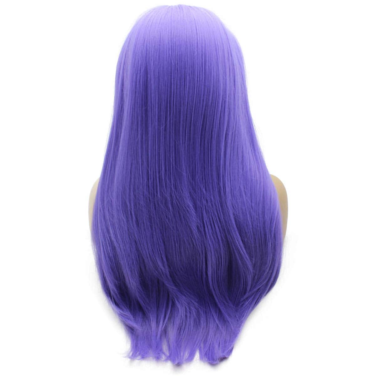 Pelucas de pelo largo y liso morado sintético con encaje - Imagen 4