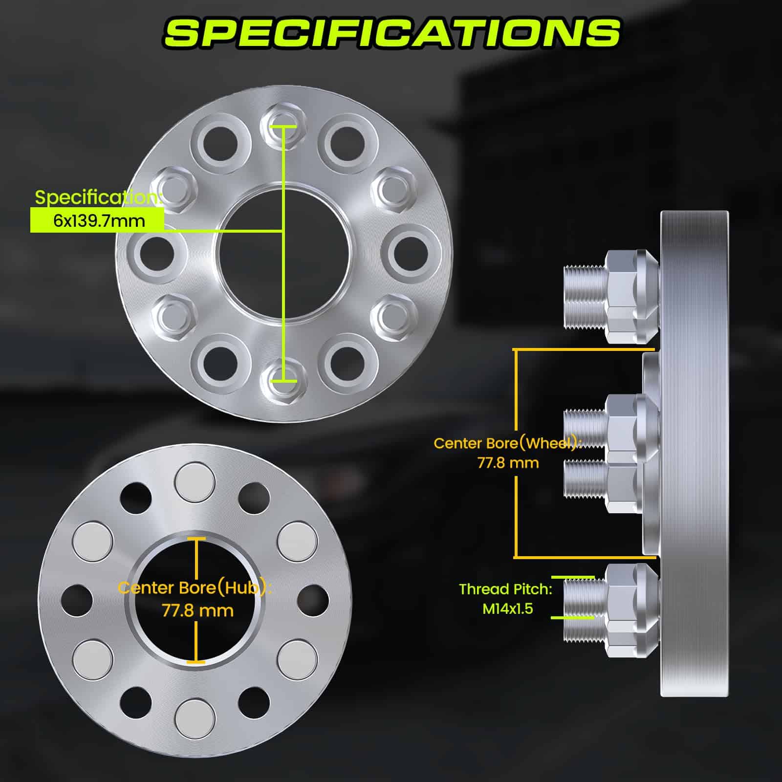 2 Piezas 1.25" (32mm) Separadores de Rueda Hub Centric - Imagen 3