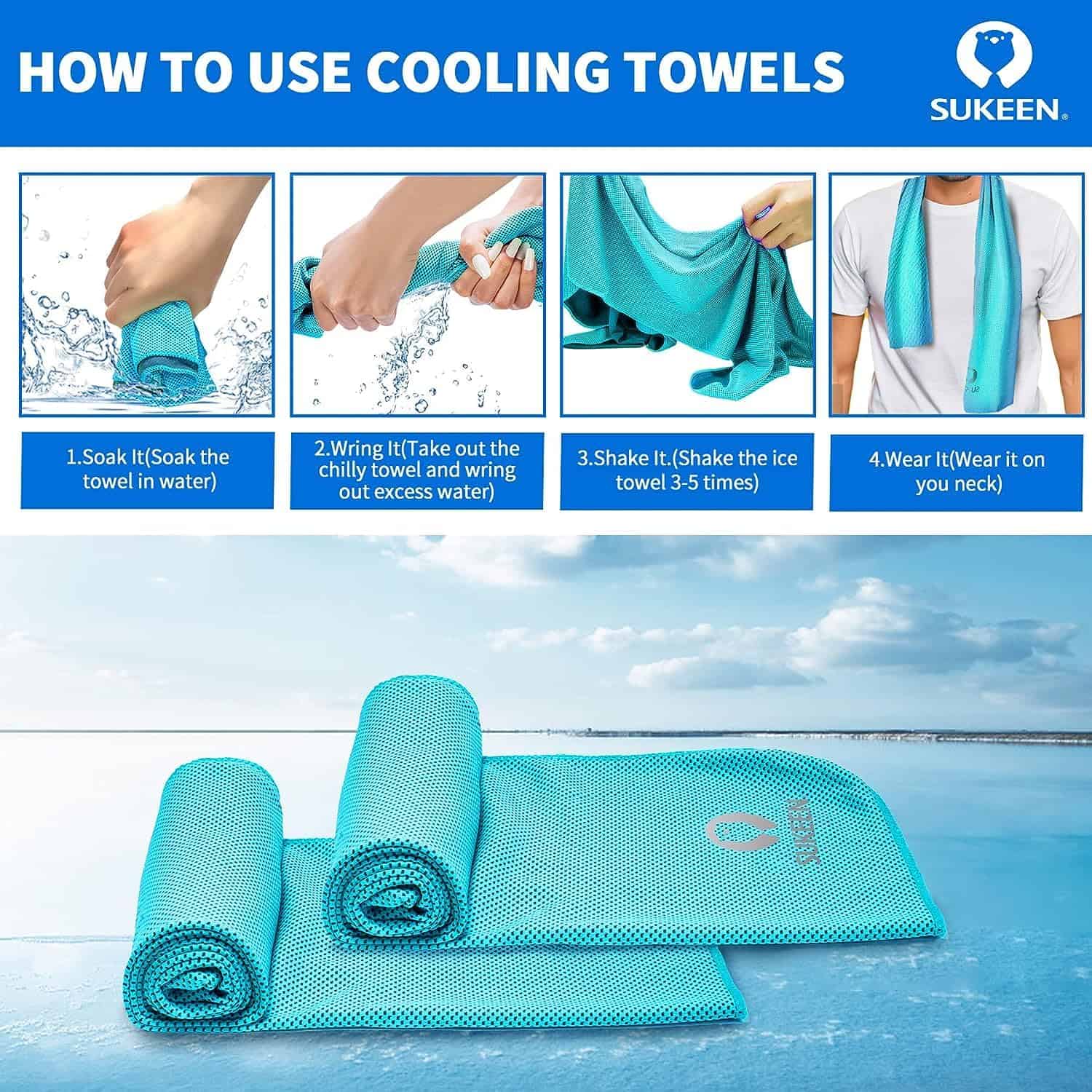 Toalla refrescante Sukkeen (40"x12"), suave y transpirable, - Imagen 5
