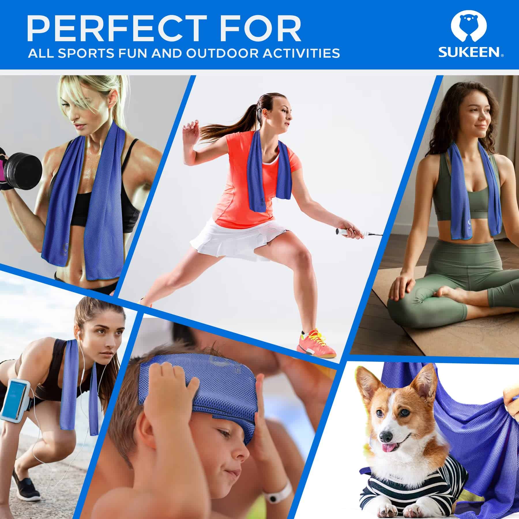 Toalla de enfriamiento Sukeen, enfriamiento -Azul cielo / Ro - Imagen 9