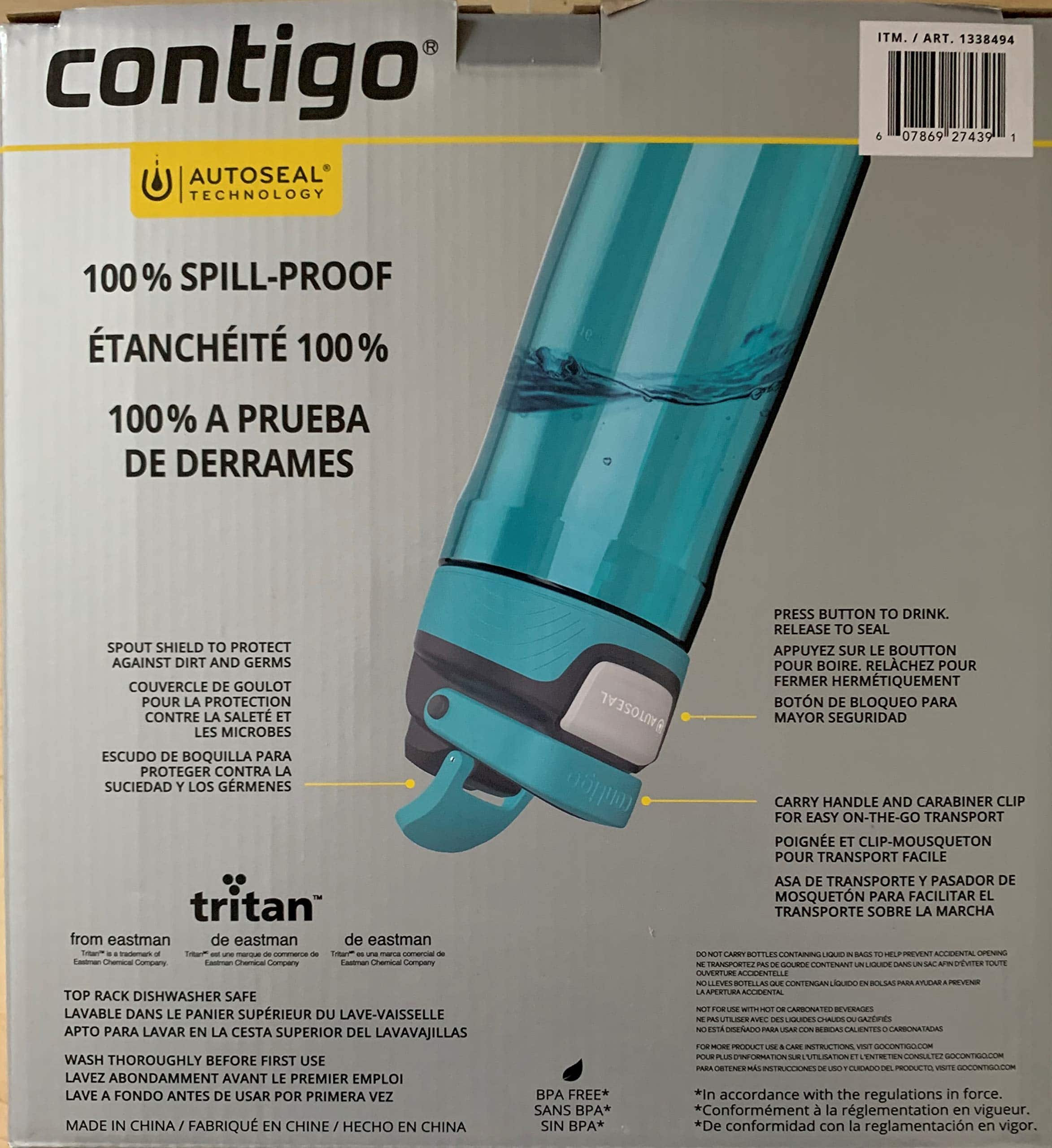 Botella de agua Contigo AUTOSEAL de 24 oz a prueba de - Imagen 3