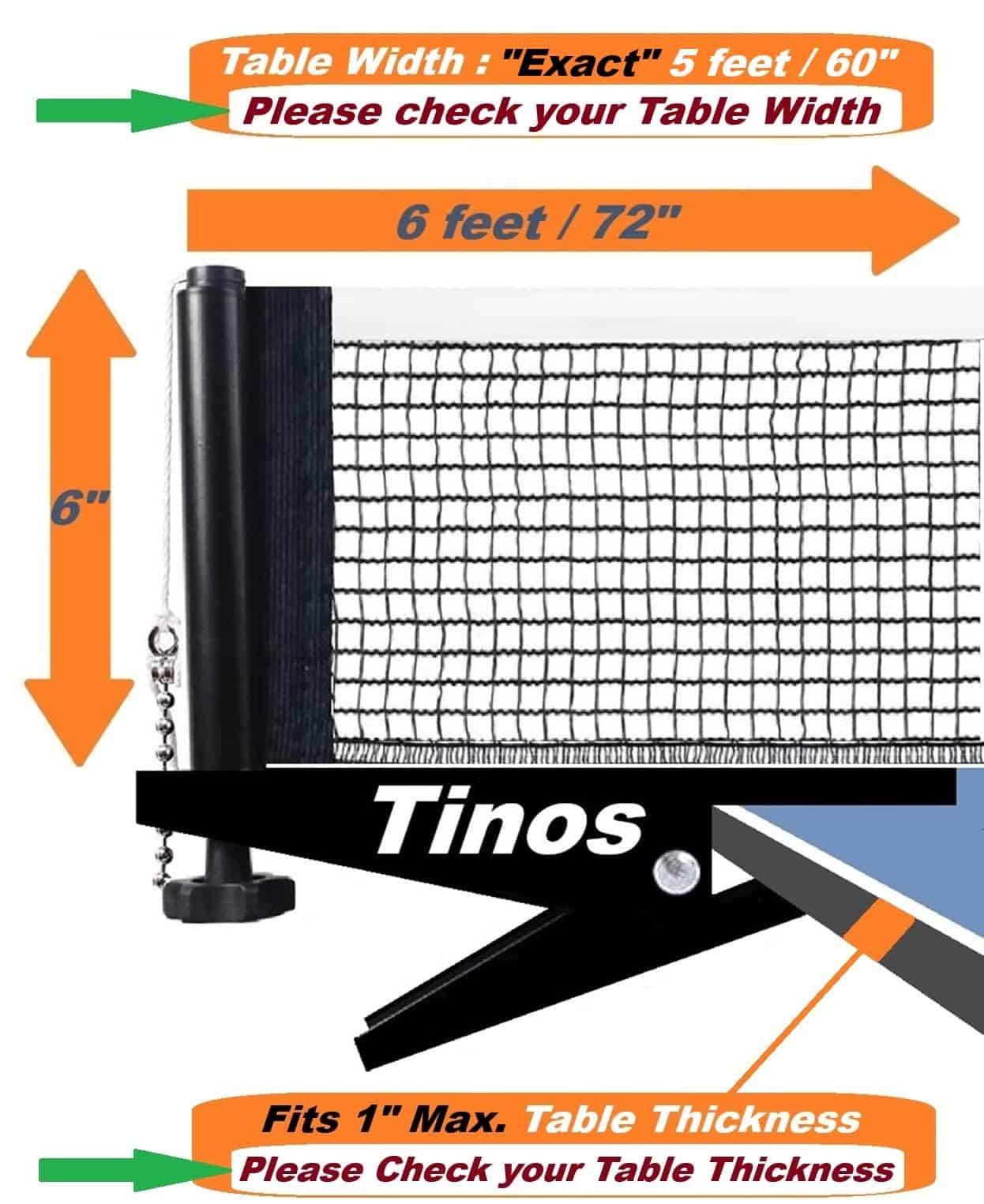 Red profesional de ping pong TINOS se ajusta a un grosor - Imagen 3