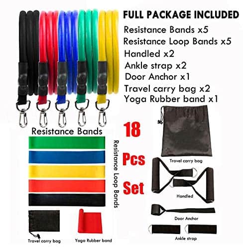 Set de Bandas de Resistencia de 18 piezas para Ejercicio