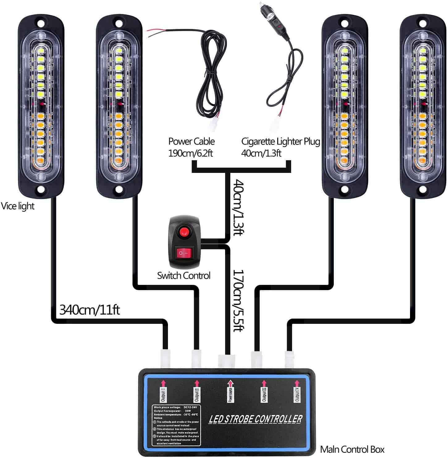 Luces de advertencia LED EASE2U, 4pcs Lámparas de - Imagen 3