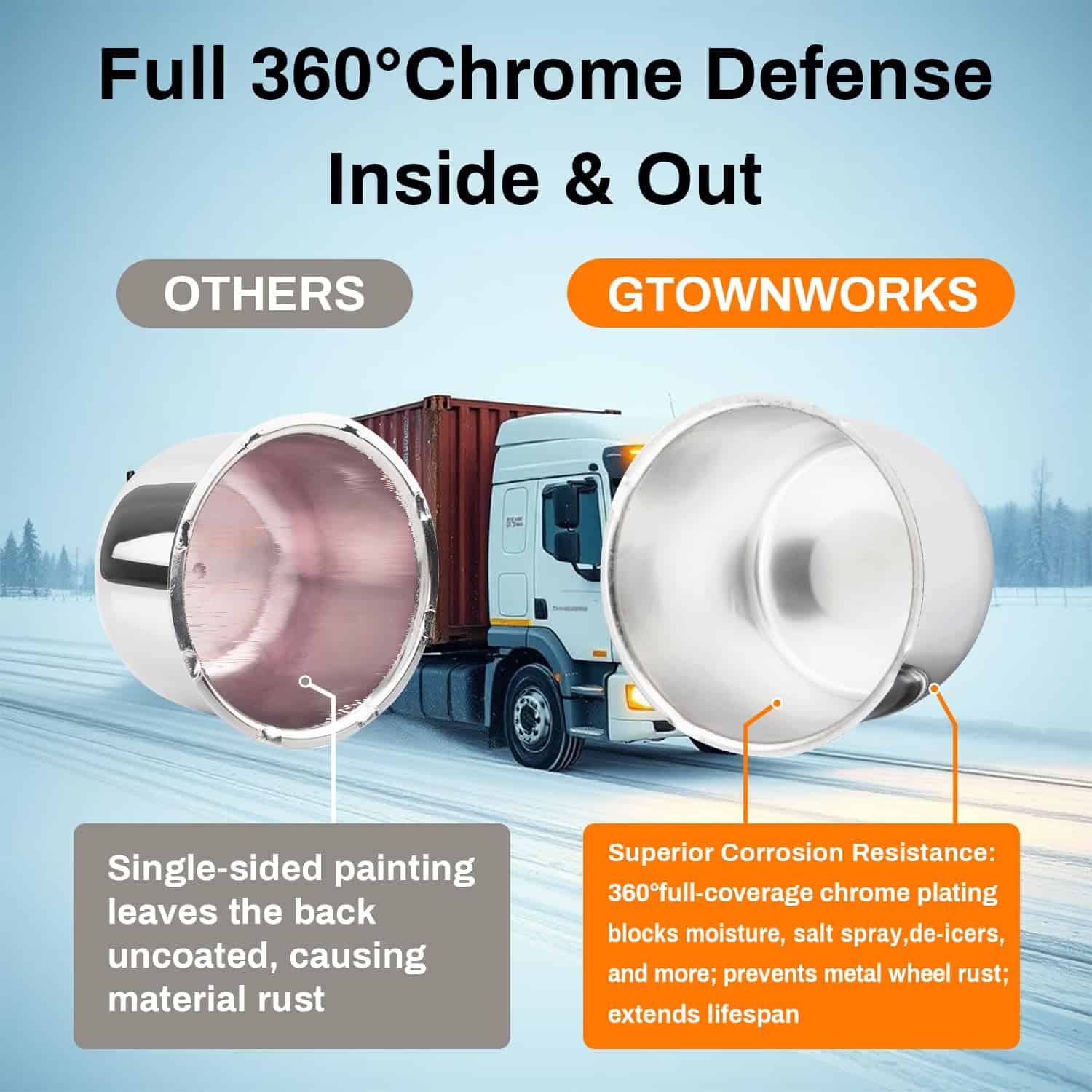 4 Pack Tapas de Centro de Rueda de Acero Cromado Plateado - Imagen 6