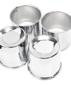 4 Pack Tapas de Centro de Rueda de Acero Cromado Plateado