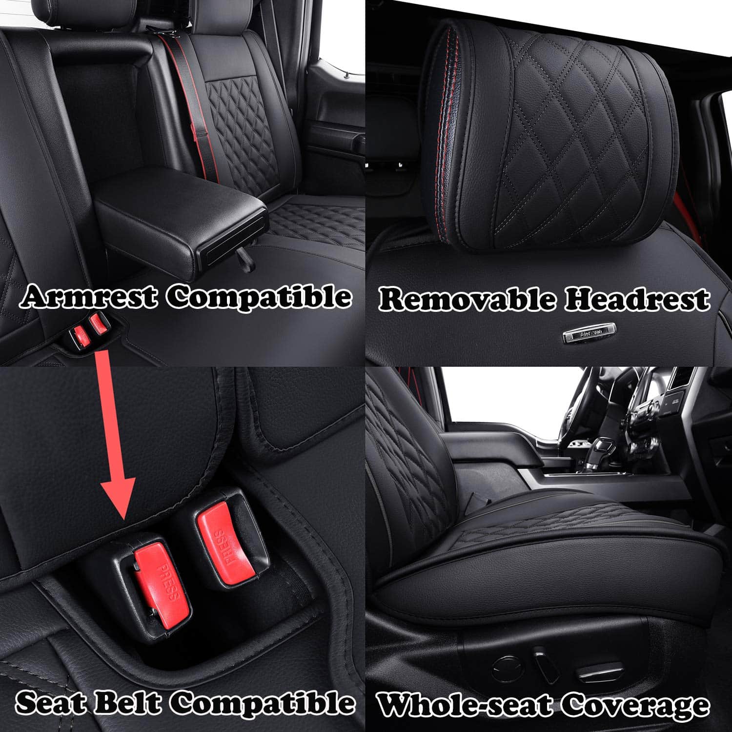 Cubiertas de asiento para automóvil Aierxuan -Negro - Imagen 6