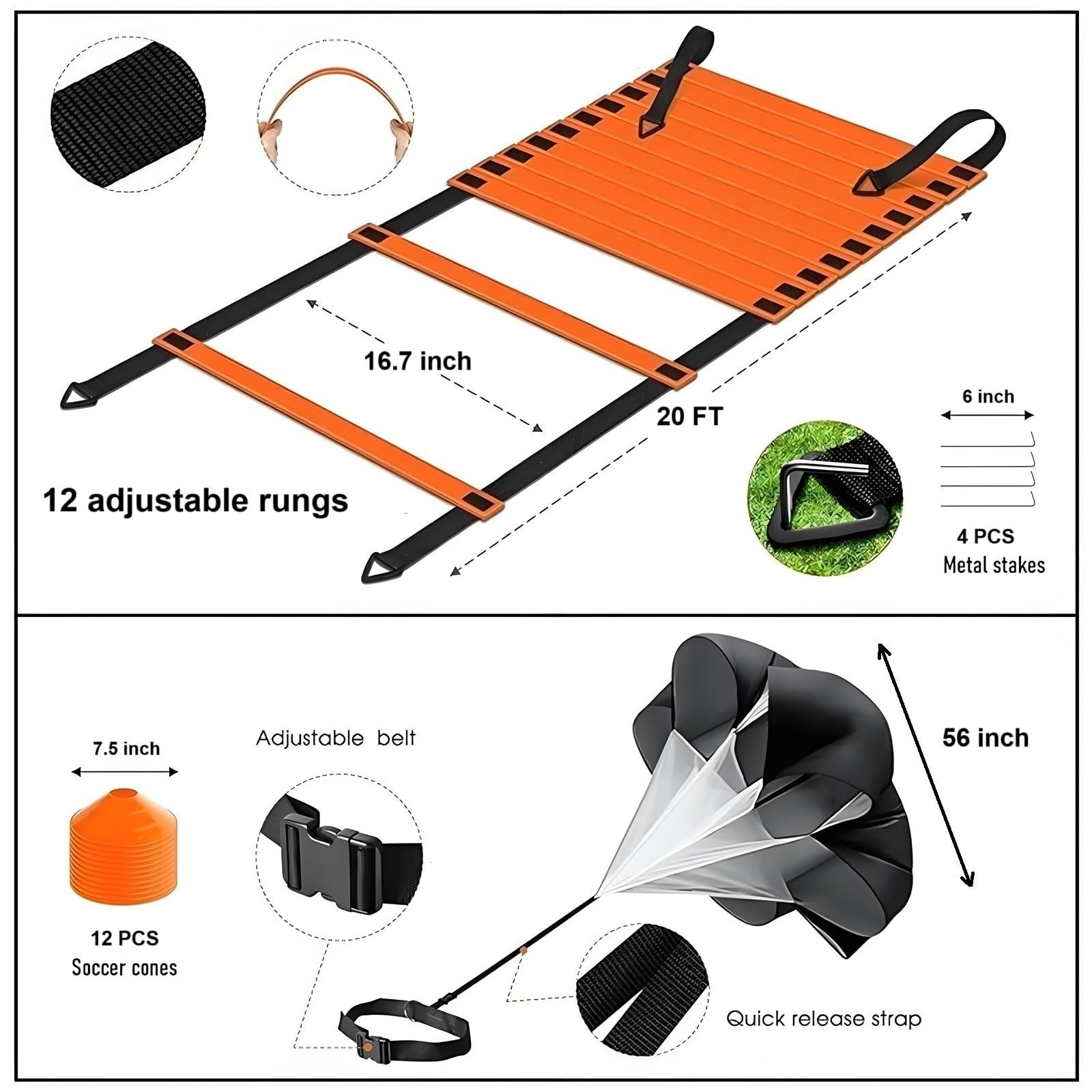 ANSLYQA 20 Pcs Set de Equipos de Entrenamiento de Velocidad - Imagen 3