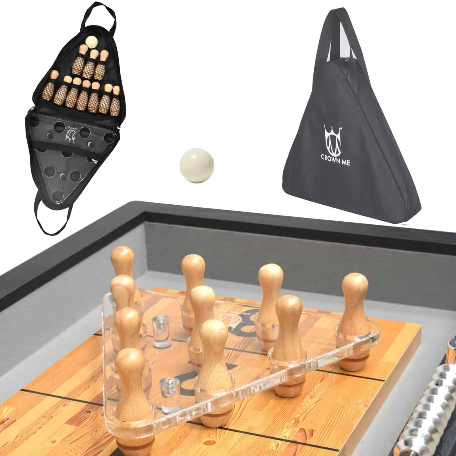 Set de Bolos para Shuffleboard CROWN ME Deluxe con Bolsa de