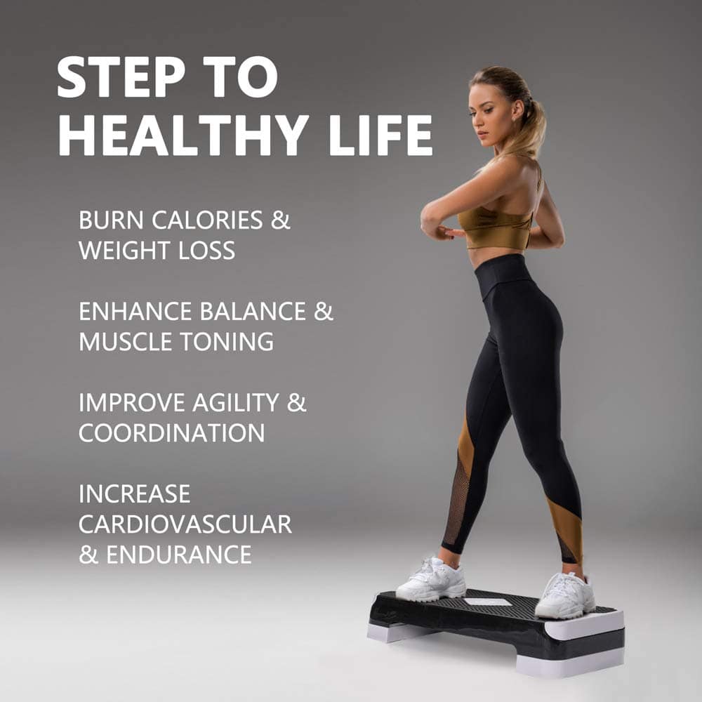 GYMMAGE Adjustable Workout Aerobic Stepper, Plataforma de - Imagen 7