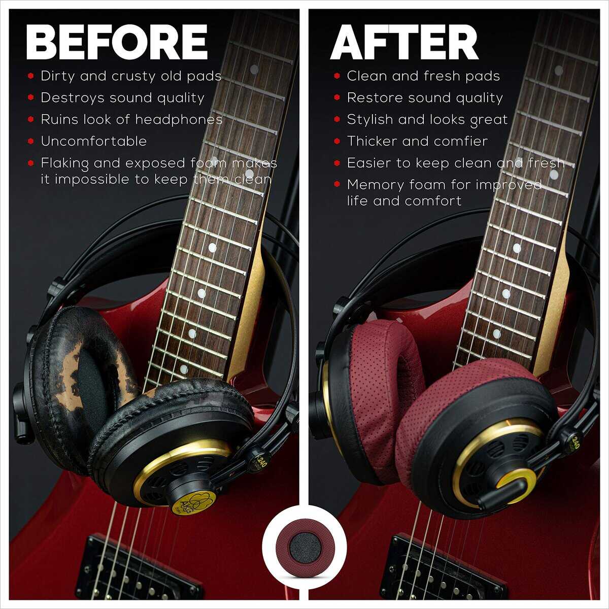 Almohadillas de Espuma de Memoria Redondas -Rojo Perforado - Imagen 3