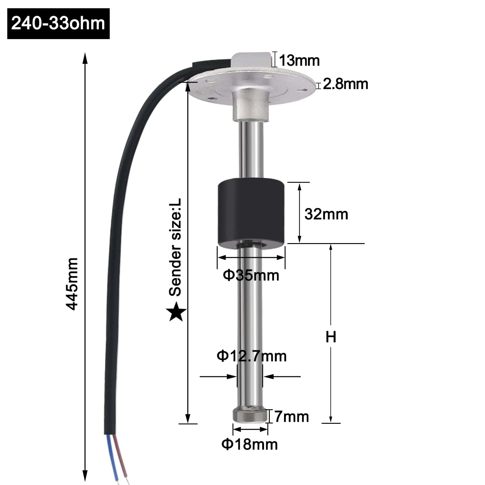 KAOLALI Sensor de Nivel de Combustible de -(350 mm)) - Imagen 3