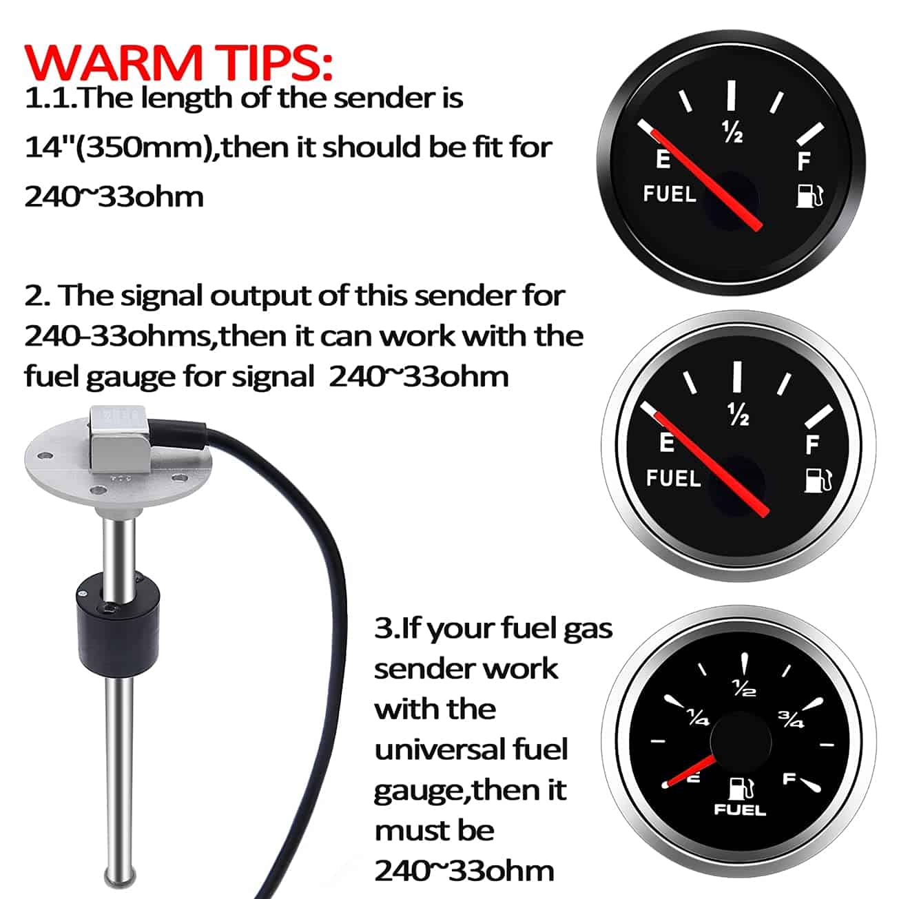 KAOLALI Sensor de Nivel de Combustible de -(350 mm)) - Imagen 8