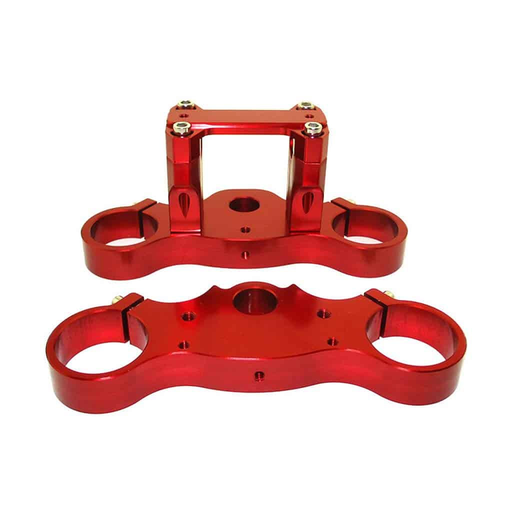 Set de Abrazadera Triple de Aluminio CNC Rojo 45/48-22mm - Imagen 4