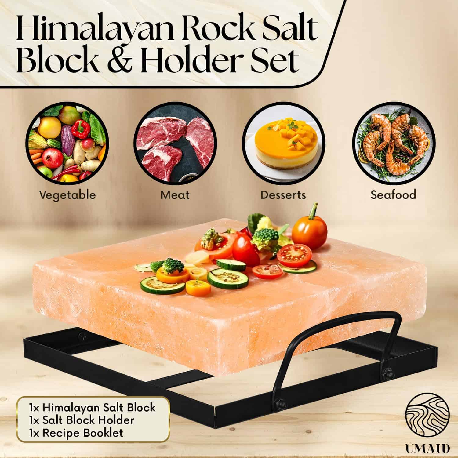 Placa de Cocina de Sal del Himalaya UMAID 8x8x1.5 para - Imagen 4