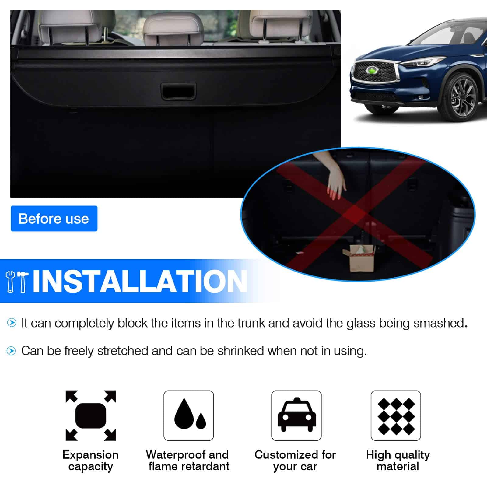 Cubierta de carga para 2019-2024 2025 Accesorios Infiniti - Imagen 4