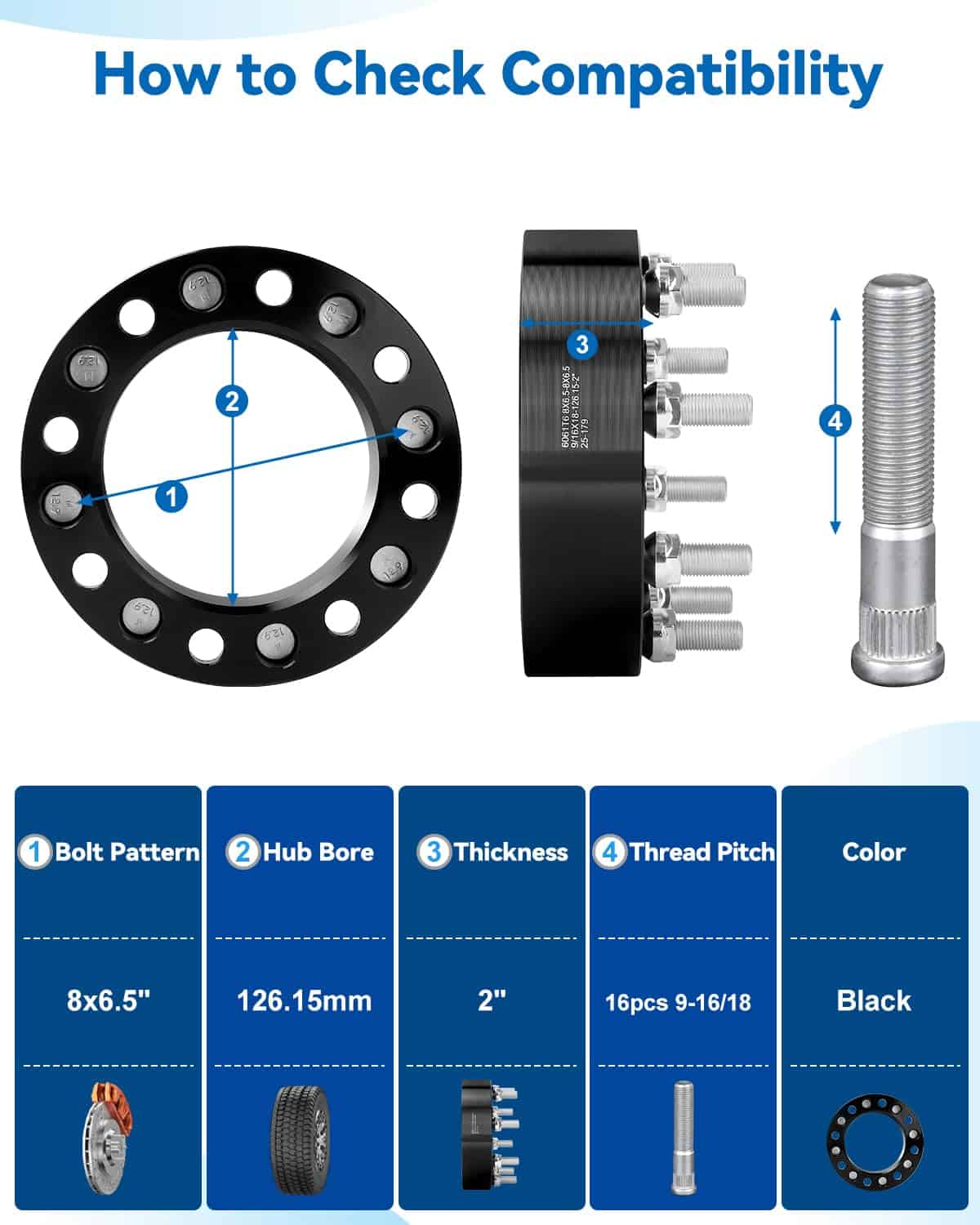 2 piezas de separadores de llantas EZISOE 8x6.5 para Ram - Imagen 8