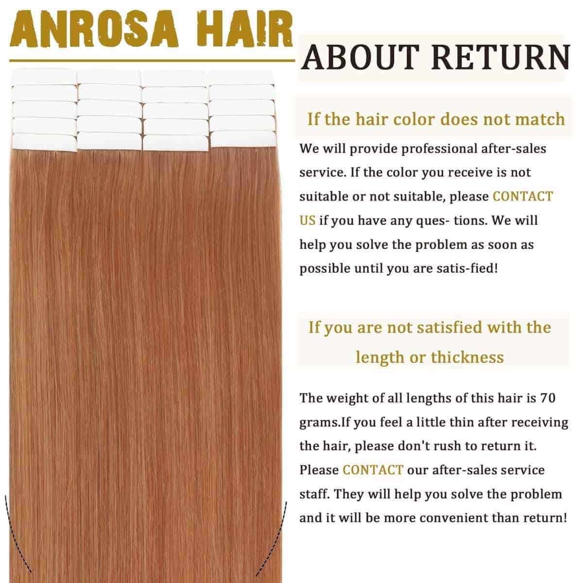 Extensiones de Cabello Adhesivas Anrosa de Cabello Humano - Imagen 7