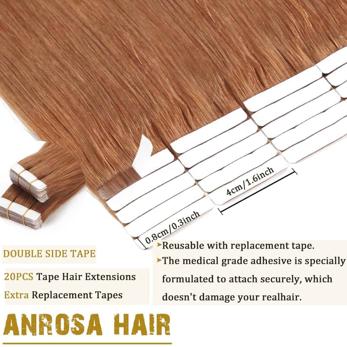 Extensiones de Cabello Adhesivas Anrosa de Cabello Humano - Imagen 4