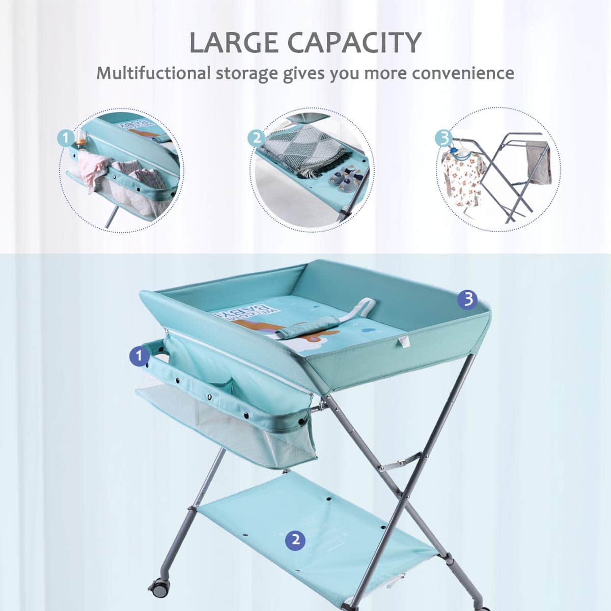 Mesa de Cambio de Pañales Portátil Plegable EGREE con - Imagen 9