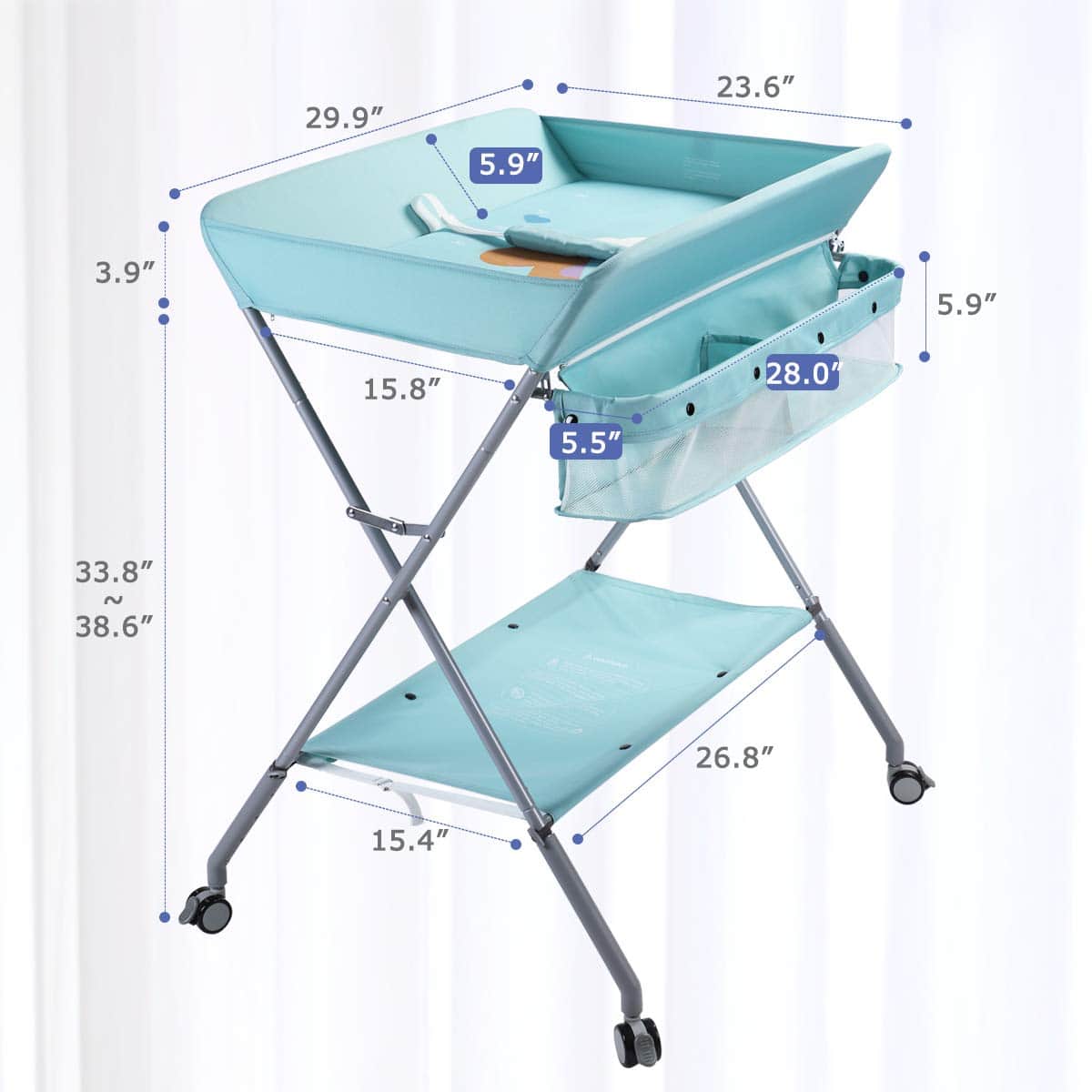 Mesa de Cambio de Pañales Portátil Plegable EGREE con - Imagen 6