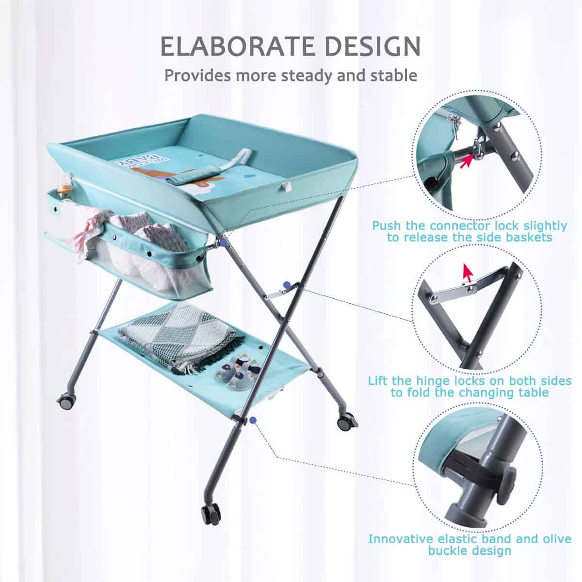 Mesa de Cambio de Pañales Portátil Plegable EGREE con - Imagen 8