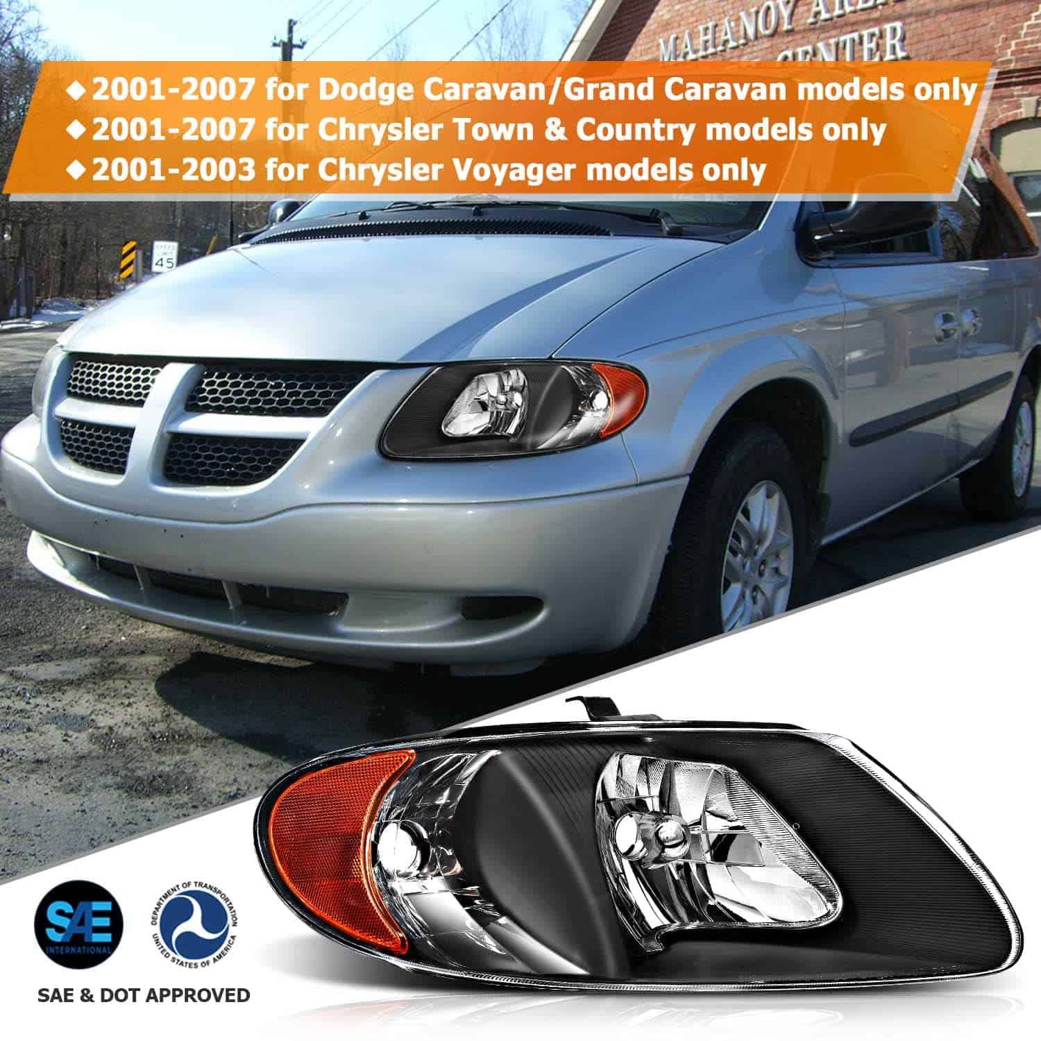 Conjunto de Faros Delanteros Para Dodge Caravan 2001-2007 - Imagen 3