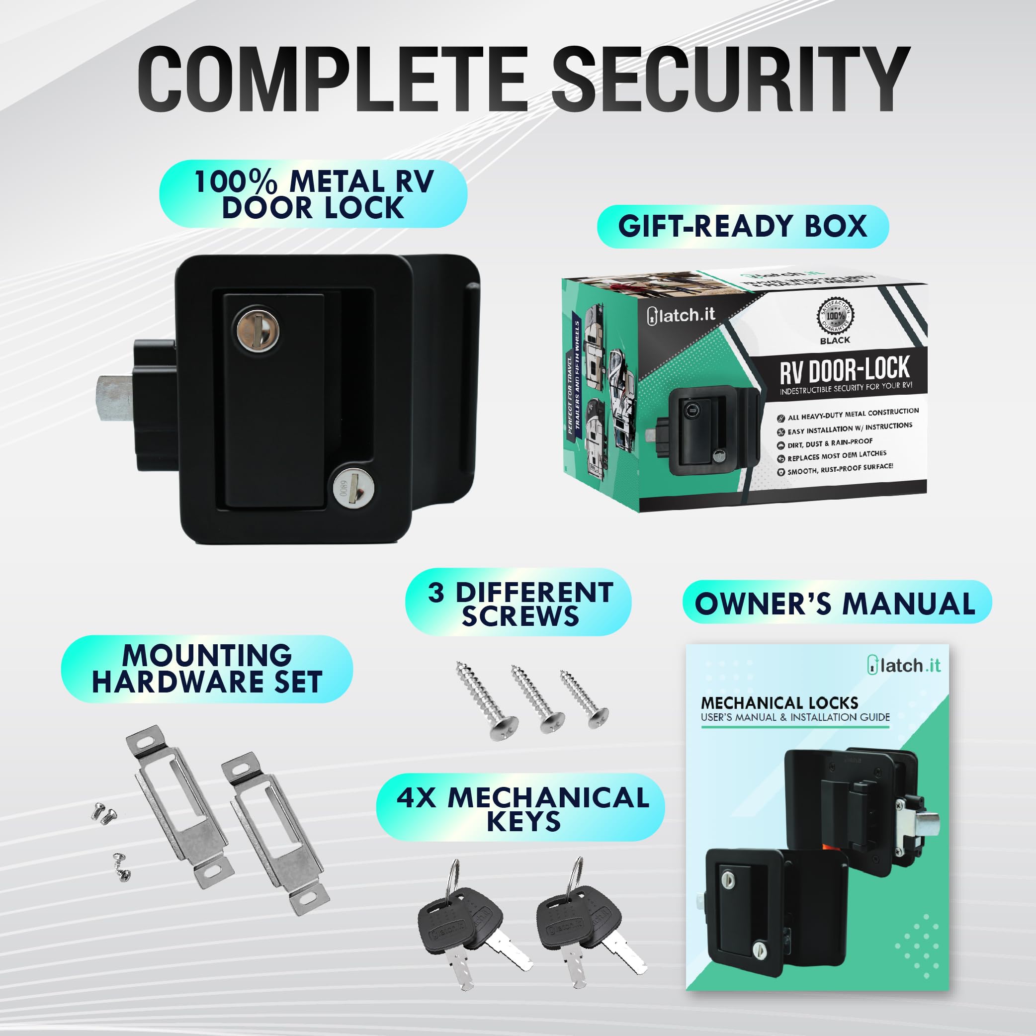 Cerradura de puerta de RV negra LATCH.IT | Manija de puerta - Imagen 4