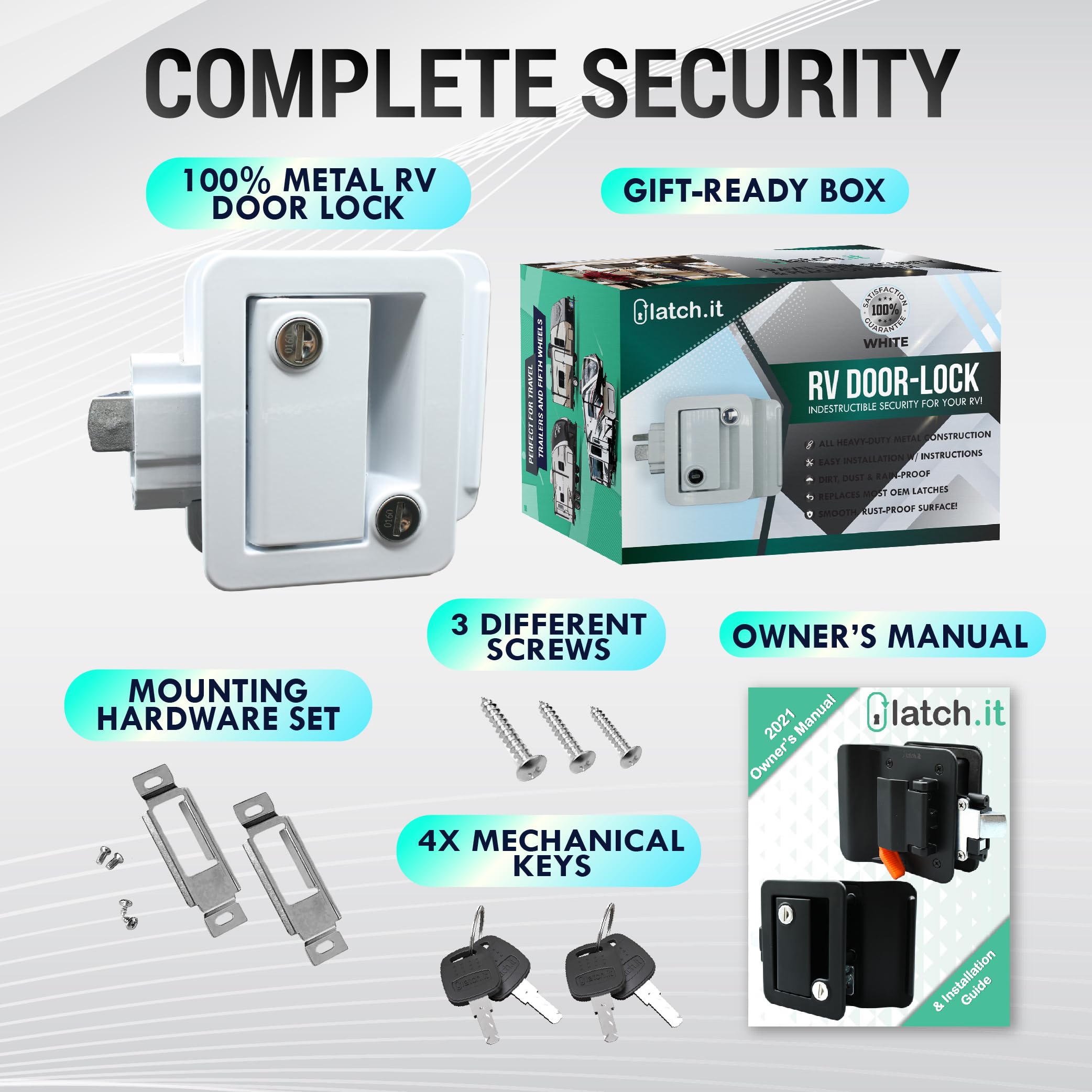 LATCH.IT Candado de Puerta Blanco de Repuesto para RV | - Imagen 4