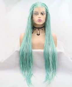 Melody Peluca Rubia/Verde con Trenzas Sintéticas de Encaje