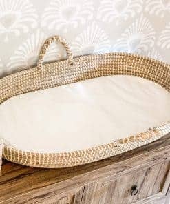 Cesta de Cambio de Bebé de Hierba Marina con Almohadilla