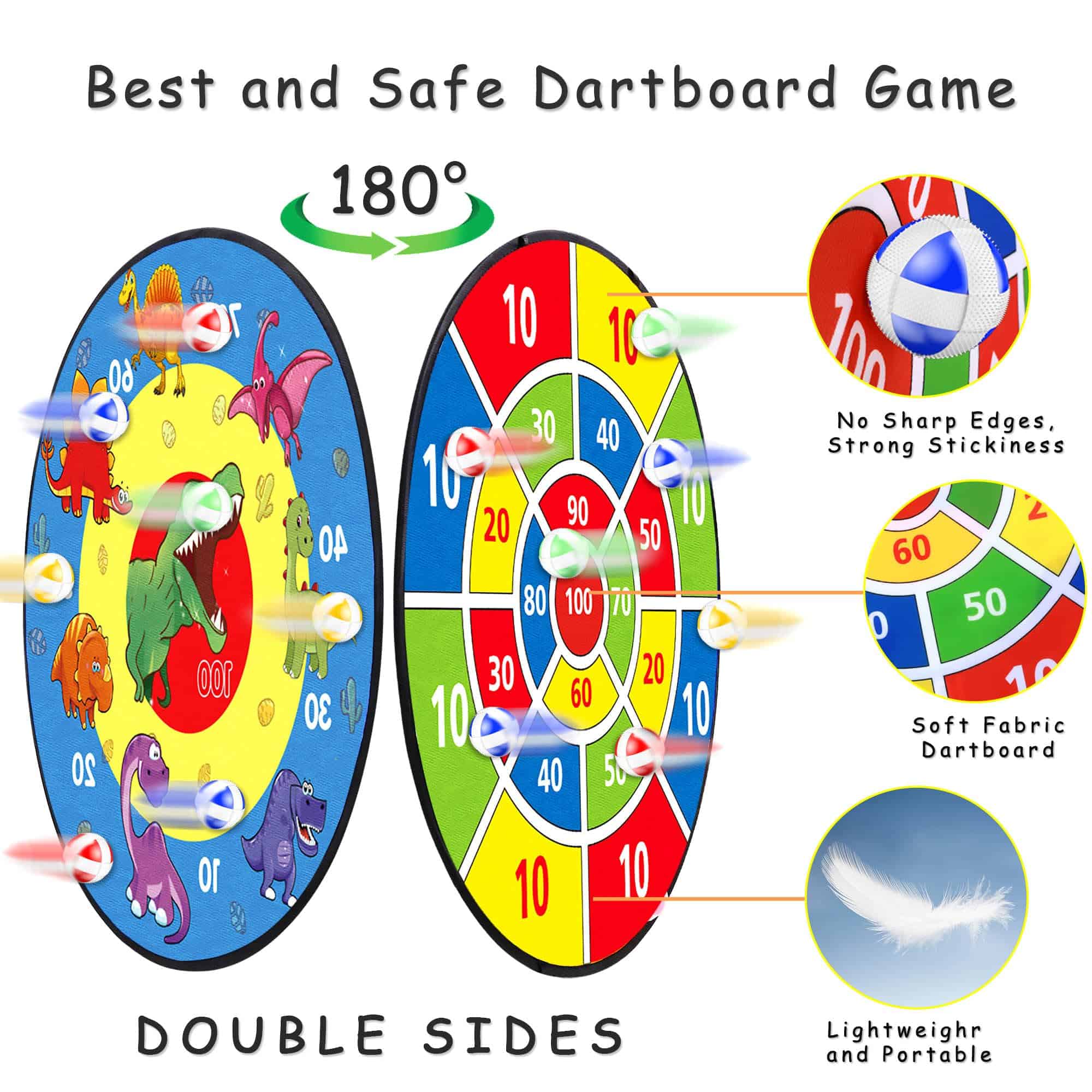 Tablero de dardos TOMYOU de 26" para niños con 16 bolas - Imagen 4