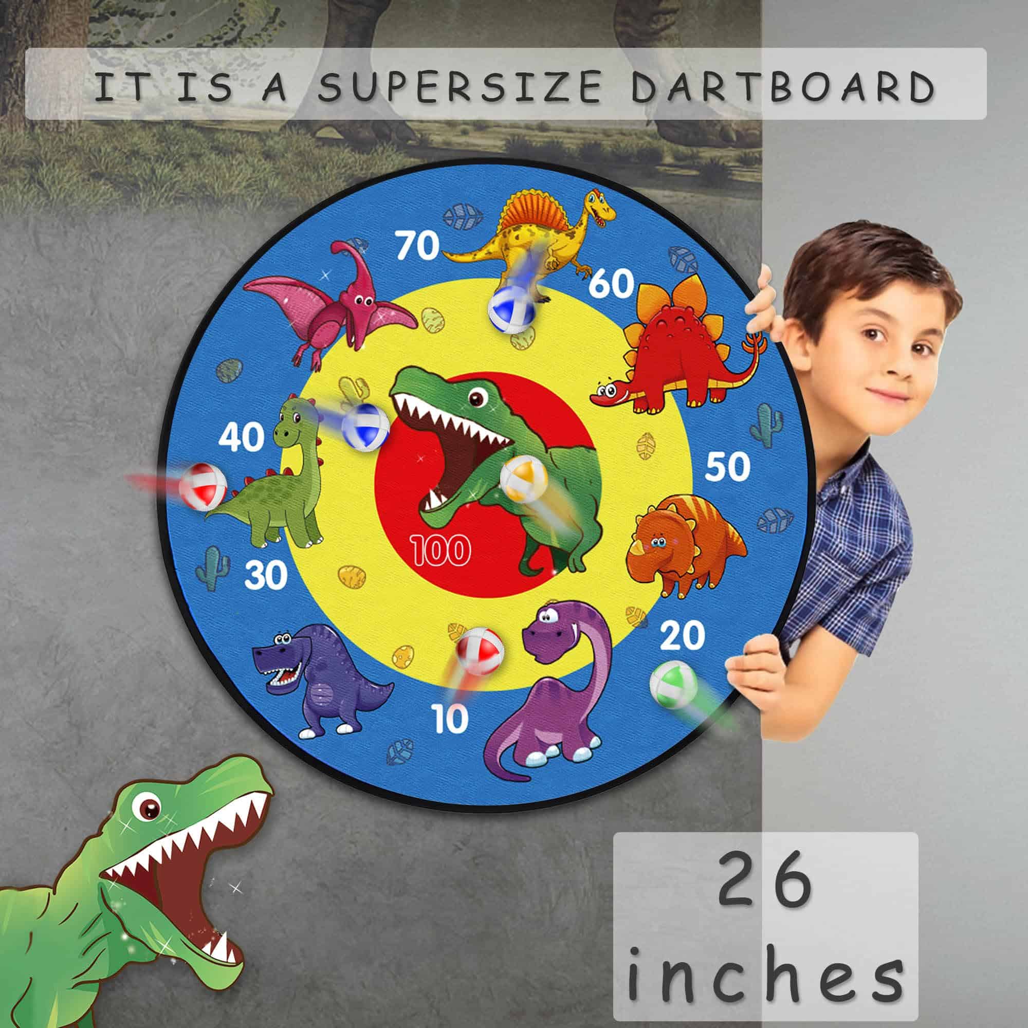 Tablero de dardos TOMYOU de 26" para niños con 16 bolas - Imagen 3