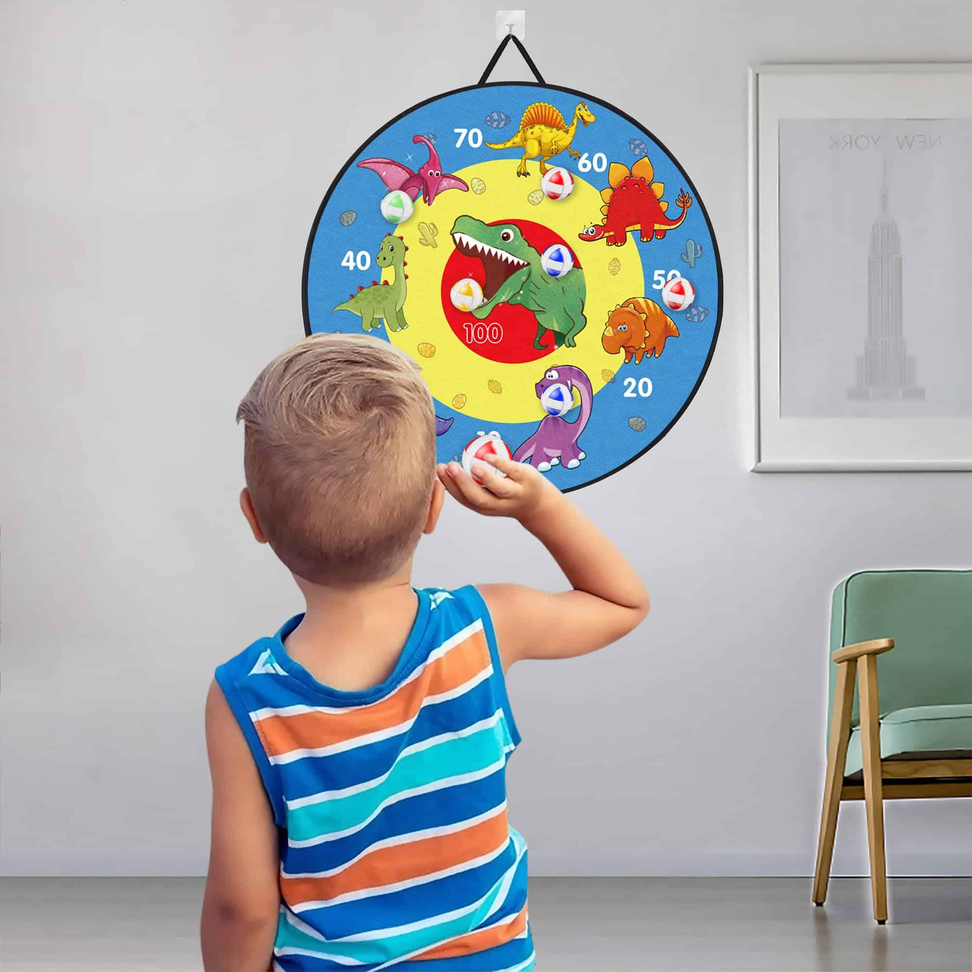 Tablero de dardos TOMYOU de 26" para niños con 16 bolas - Imagen 7