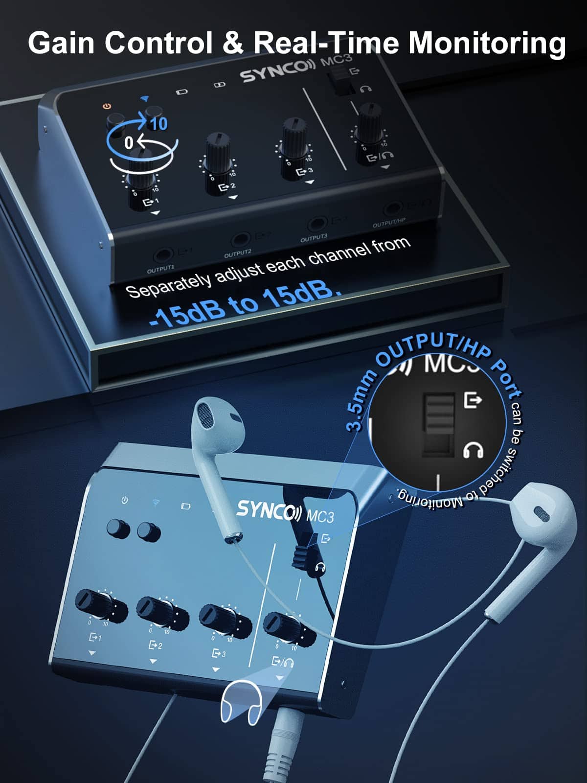 Mezcladora de Audio SYNCO, Mezclador Estéreo Portátil de 4 - Imagen 5