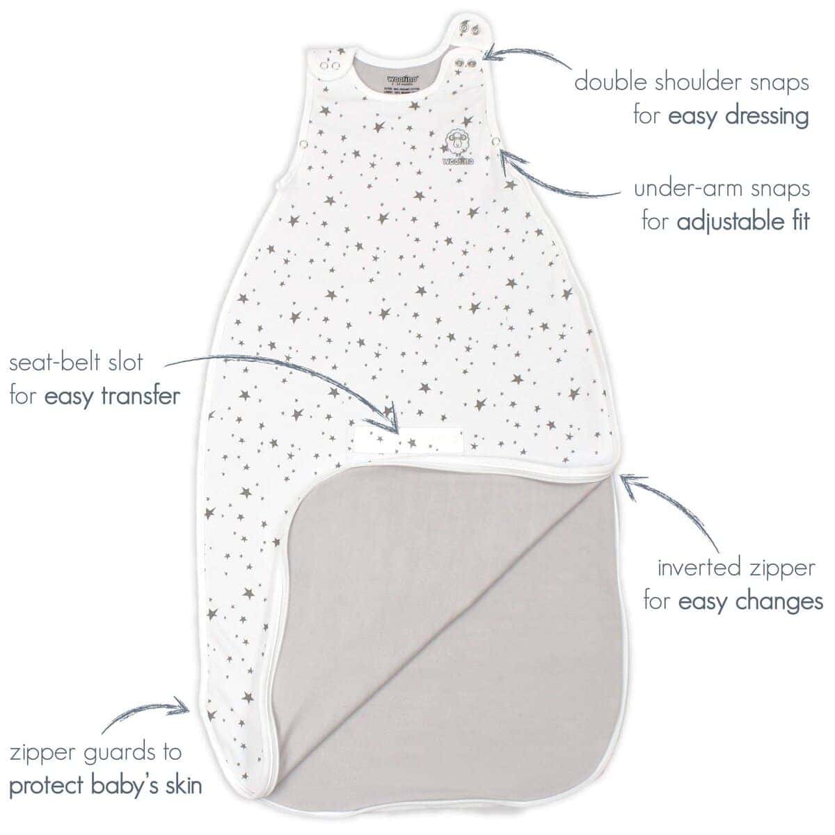 Saco de dormir para niños Woolino 4 estaciones, lana merino - Imagen 8