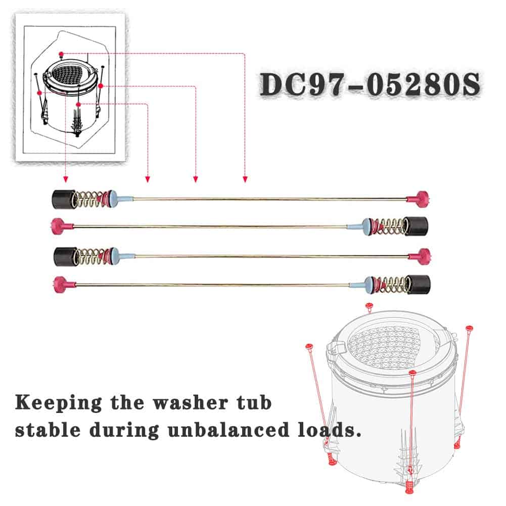 Barras de suspensión DC97-05280S mejoradas, 4 piezas 27.5 - Imagen 4