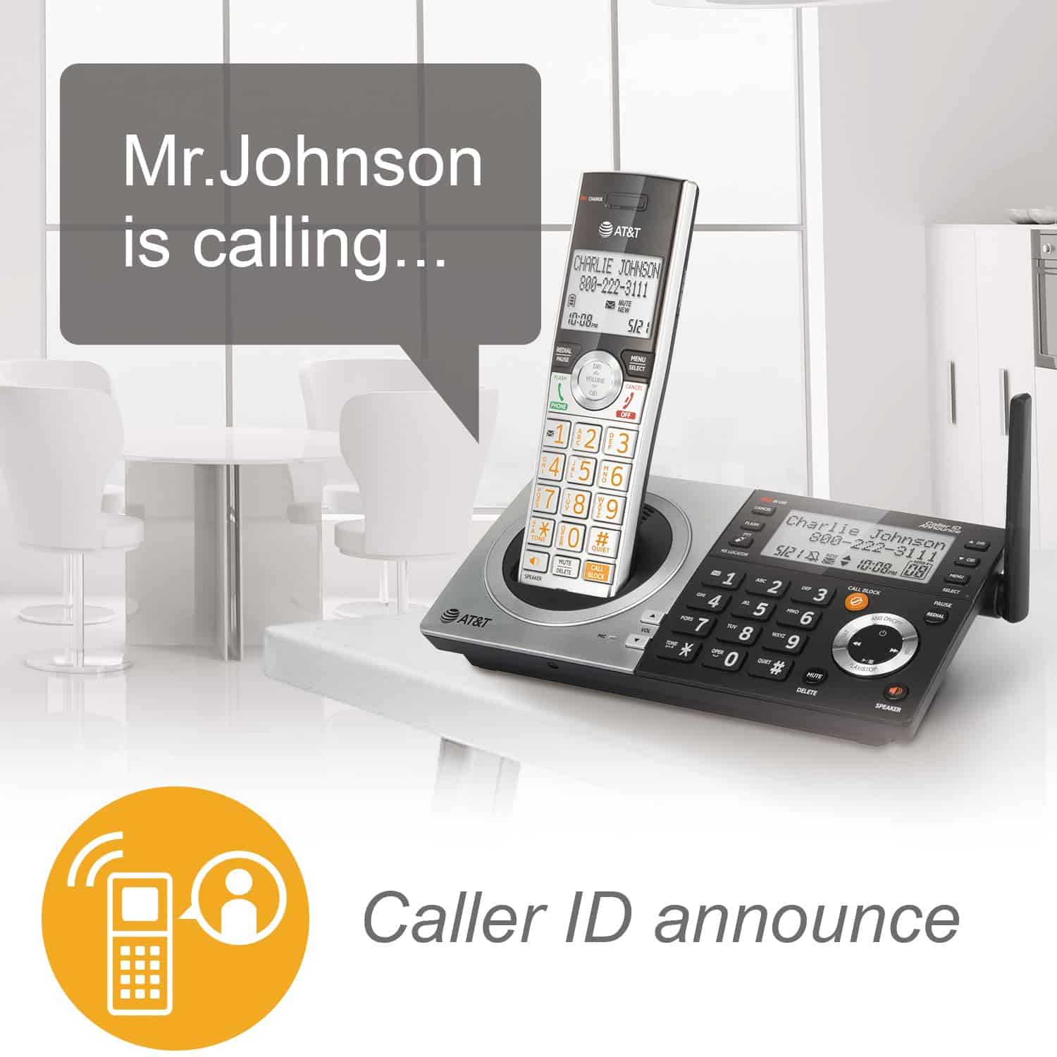 Teléfono inalámbrico AT&T CL83407 DECT 6.0 de 4 auriculares - Imagen 5