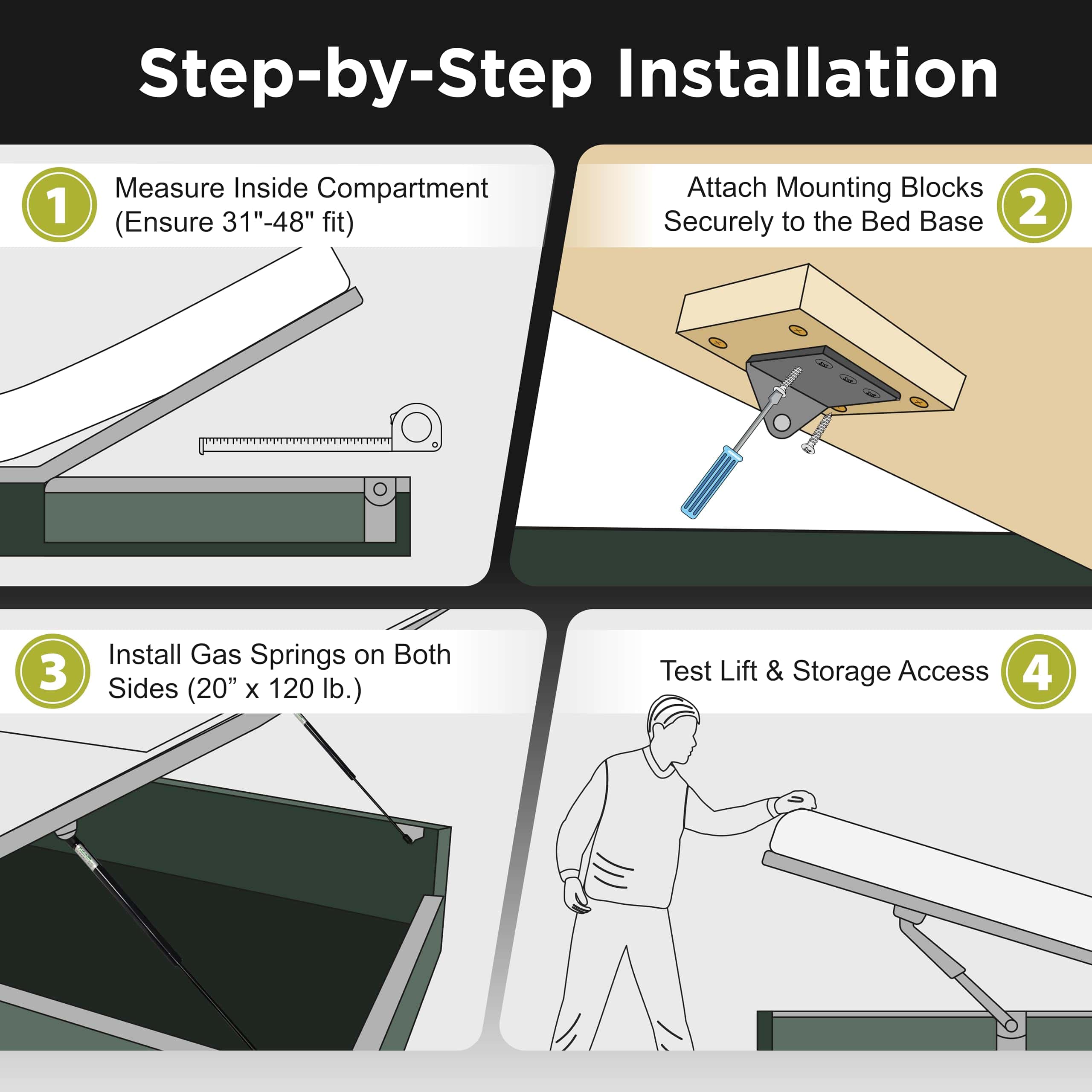 Kit de Elevación para Cama Hatchlift Products Queen Oversize - Imagen 5