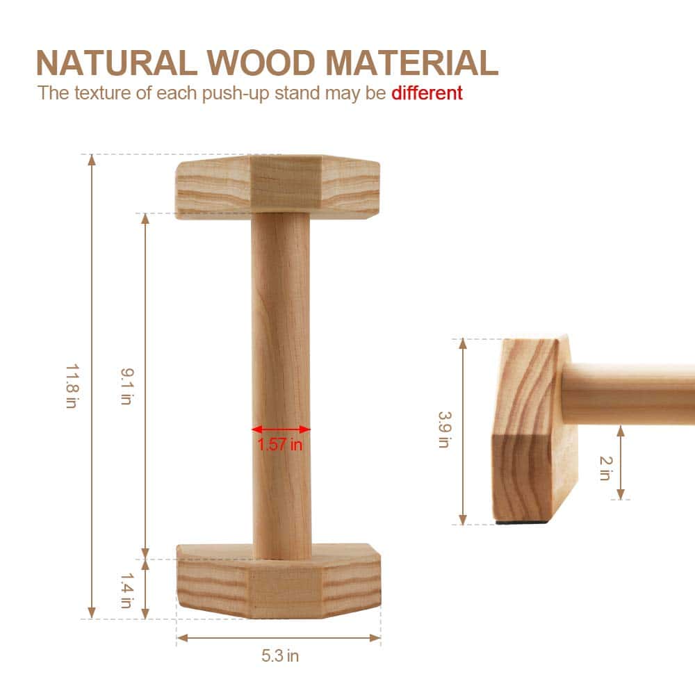 Soporte para flexiones, 2 PCS Barras de Madera para - Imagen 3