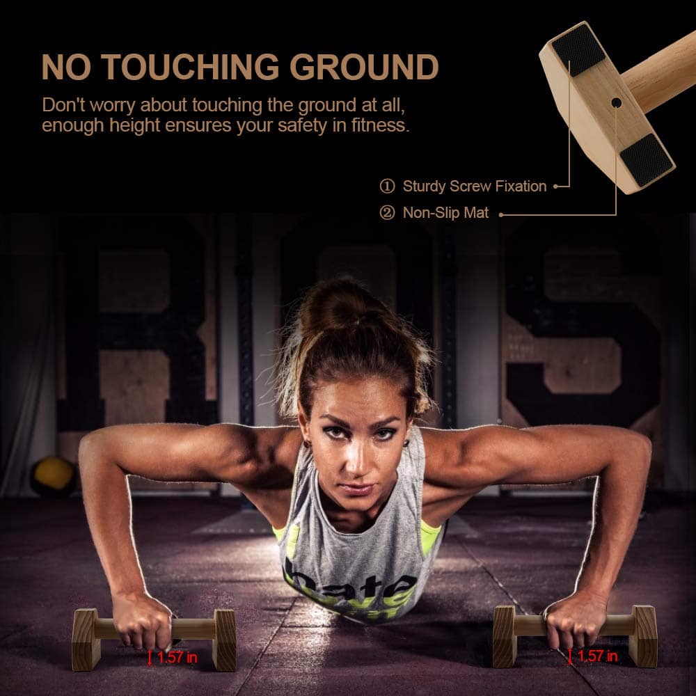Soporte para flexiones, 2 PCS Barras de Madera para - Imagen 6