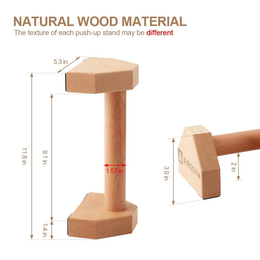 Soporte de Flexiones, 2 PCS Barras de Madera para Flexiones - Imagen 3