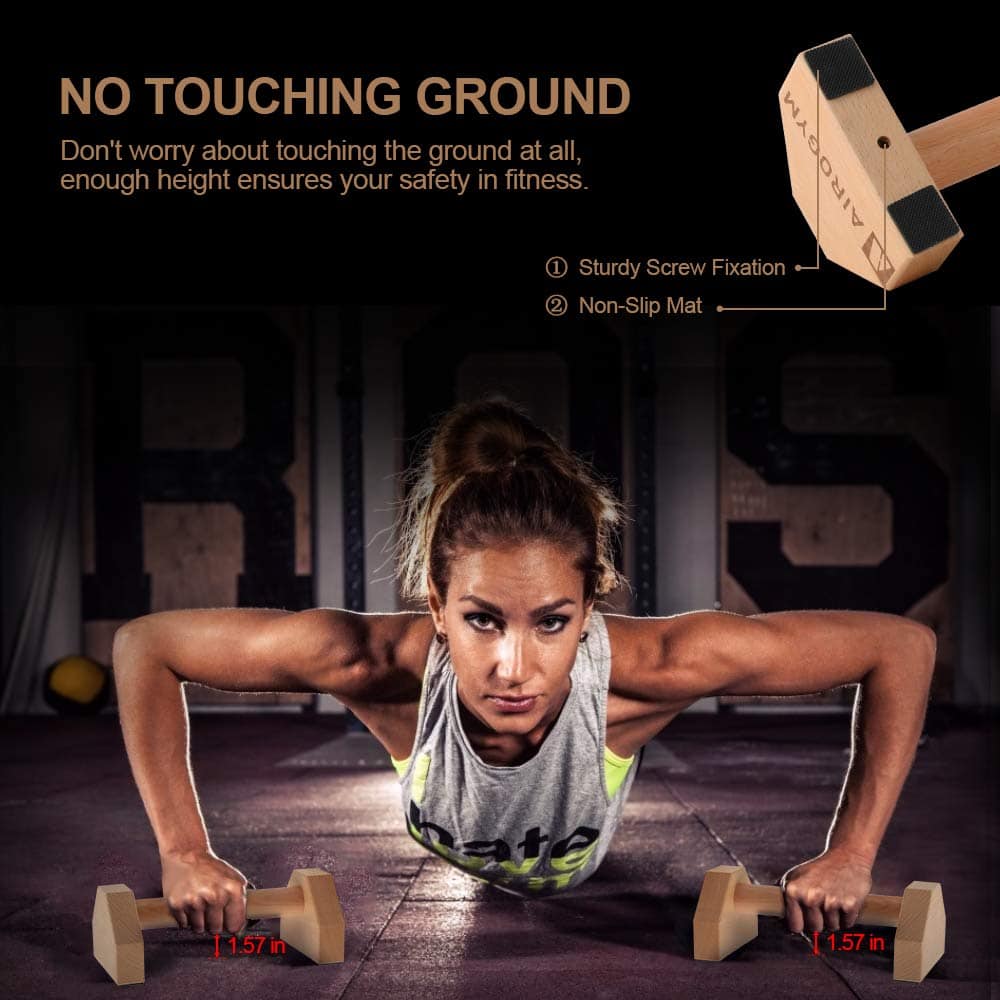 Soporte de Flexiones, 2 PCS Barras de Madera para Flexiones - Imagen 6