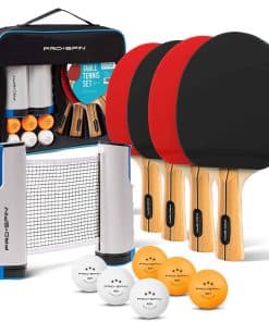 PRO SPIN Set de Ping Pong Todo en Uno - Red Retráctil de