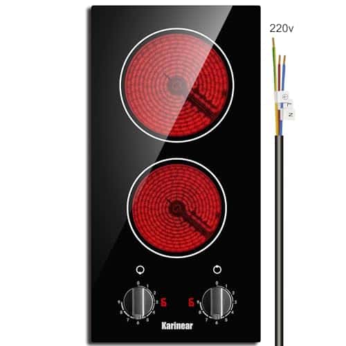 Karinear 2 Burner Electric Cooktop 12 Inch Built-in