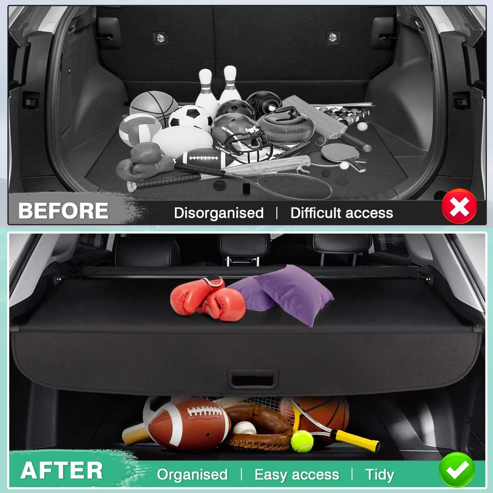 Powerty Cubierta de carga para 2018-2023 2024 VW Volkswagen - Imagen 4