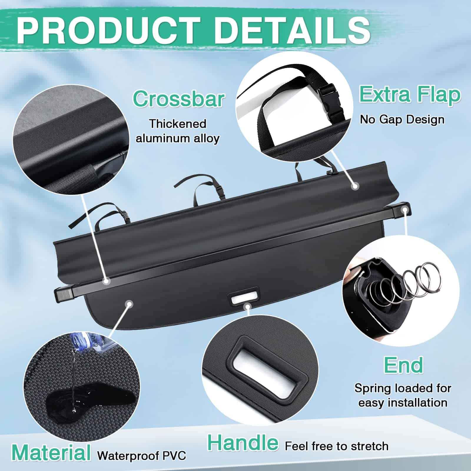 Powerty Cubierta de carga para 2018-2023 2024 VW Volkswagen - Imagen 6